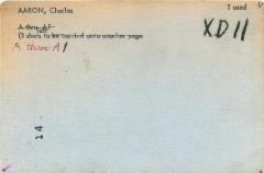 Master List Model Index Card for Charles Aaron