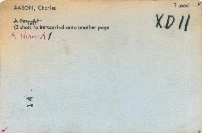 Master List Model Index Card for Charles Aaron