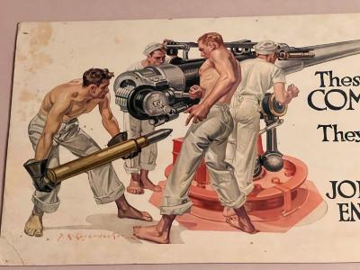 [magazine illustration : men loading cannon]